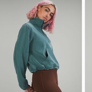 Lululemon Softstreme Half Zip, green jasper, size 8